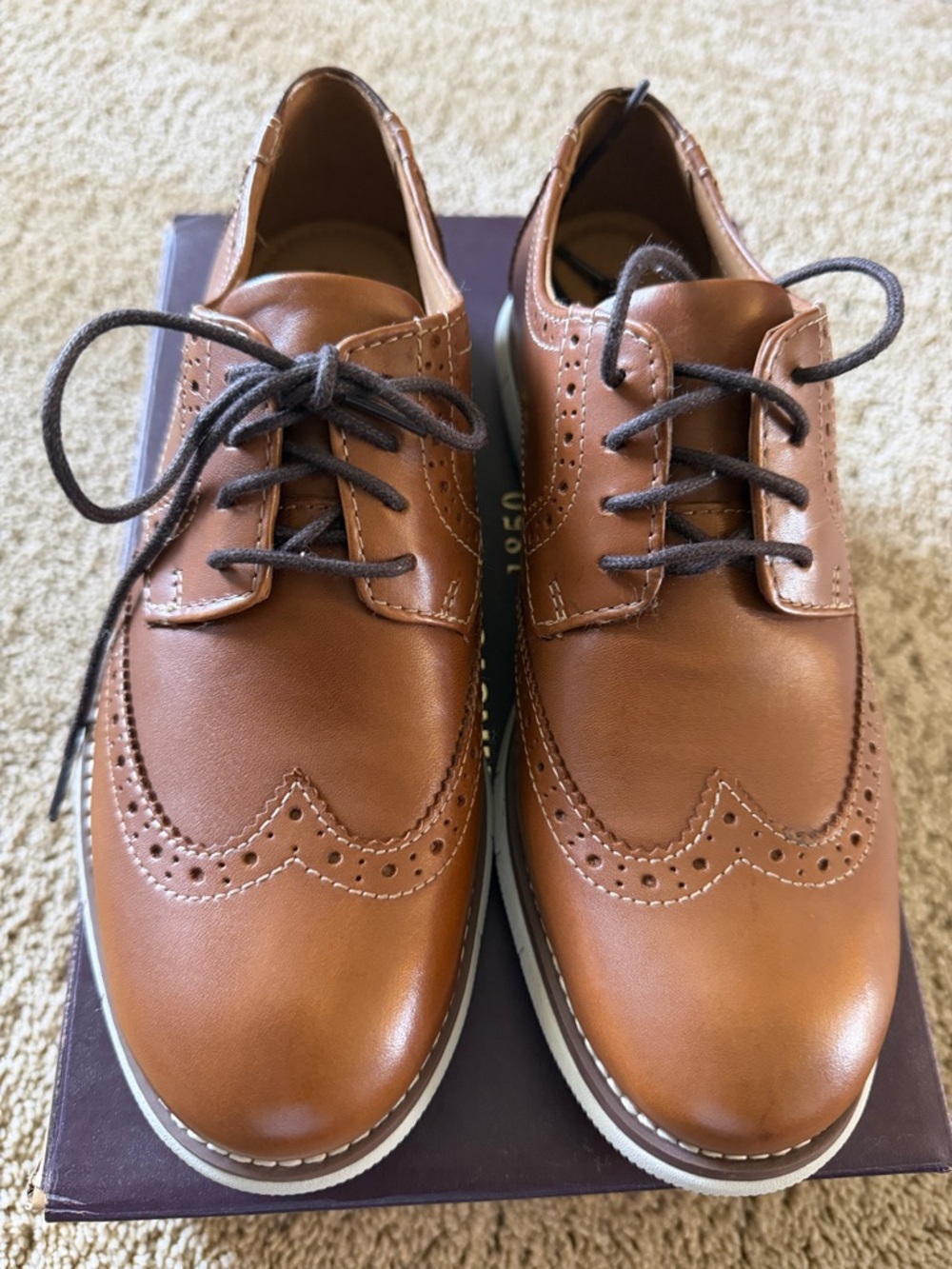 Johnston & Murphy Boys' Tan Wingtip Dress Shoes